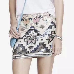 Express mini skirt sequin Aztec skirt